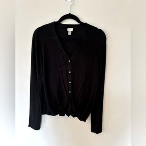 A new day, knit, tie front long sleeve